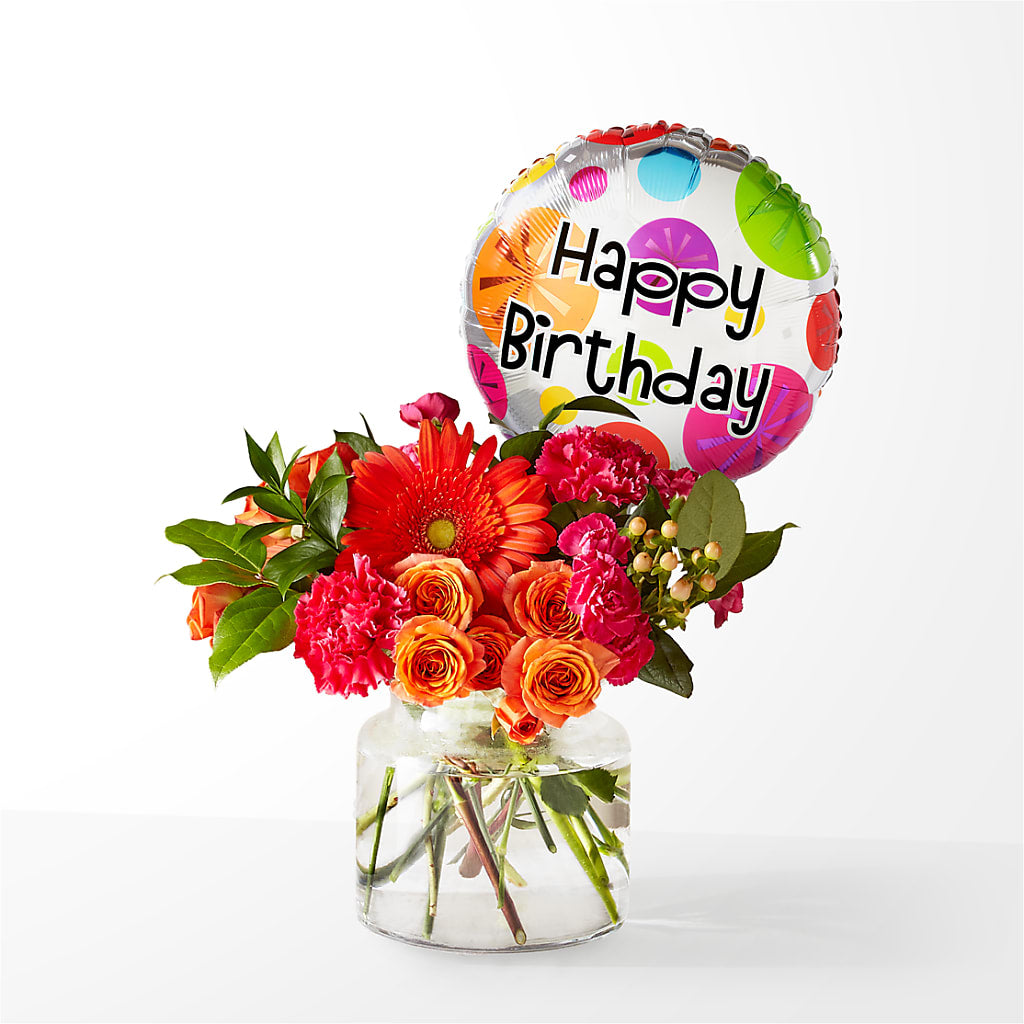 Fiesta Bouquet with Birthday Balloon – Flower Perez Llc, Allentown PA