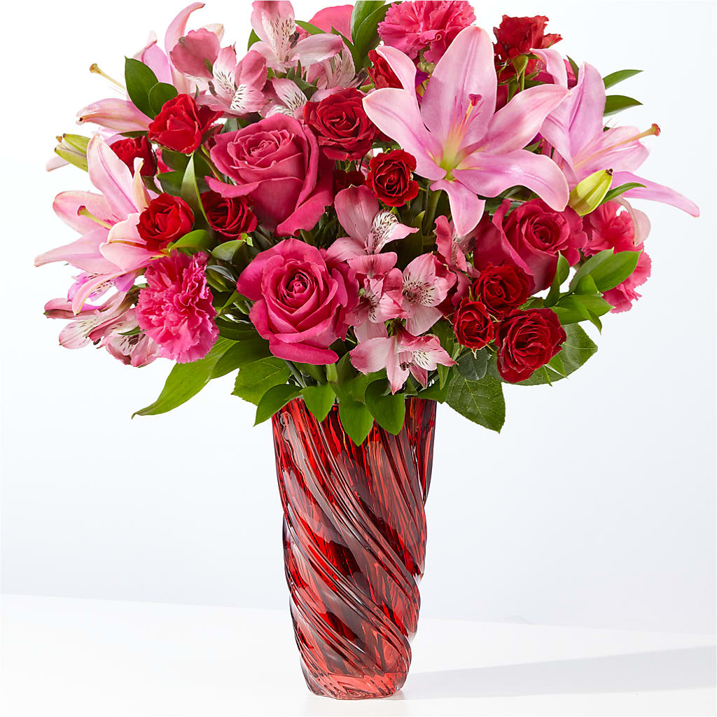 In Love Bouquet with Luxe Swirl Vase – Flower Perez Llc, Allentown PA