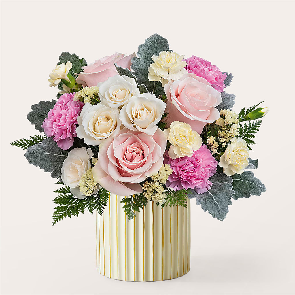 Blissful Moments Bouquet with Ivory Vase – Flower Perez Llc, Allentown PA