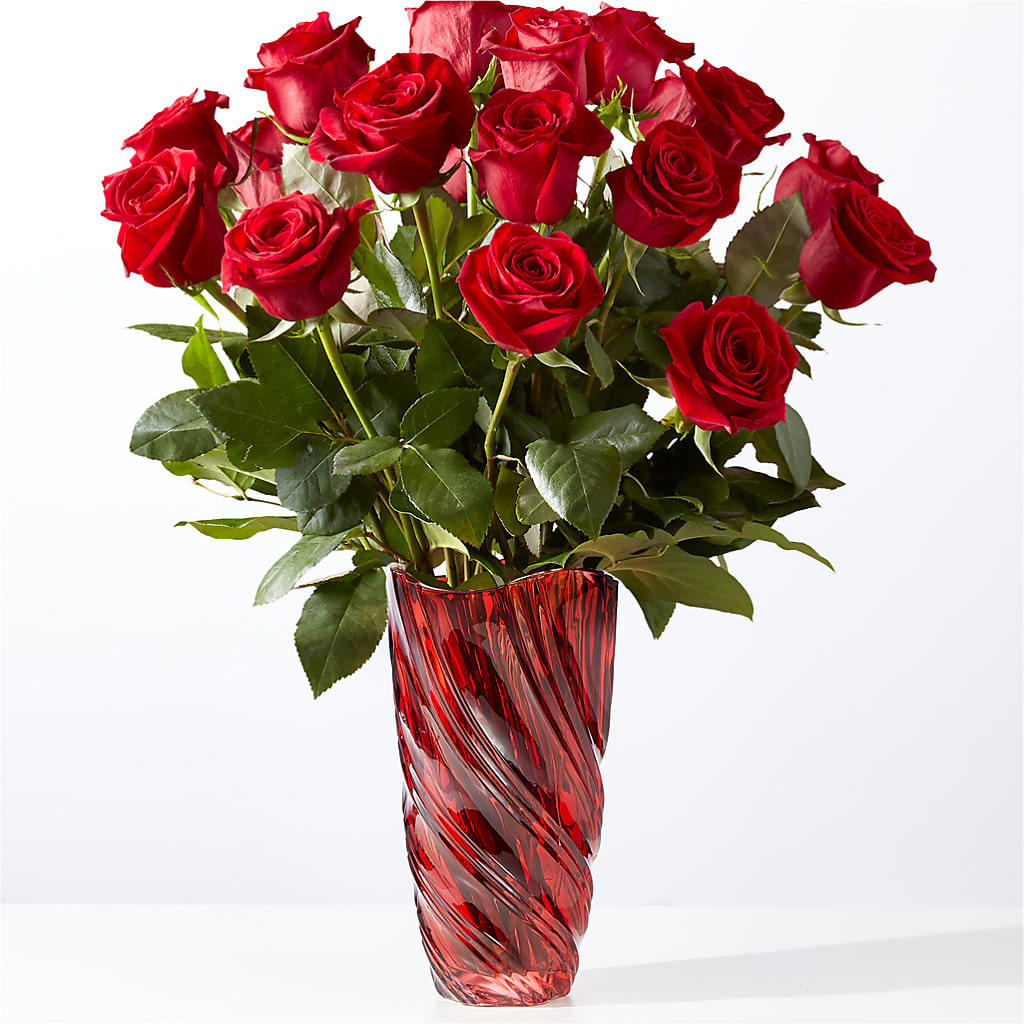 Classic Love Red Rose Bouquet with Luxe Swirl Vase – Flower Perez Llc, Allentown PA