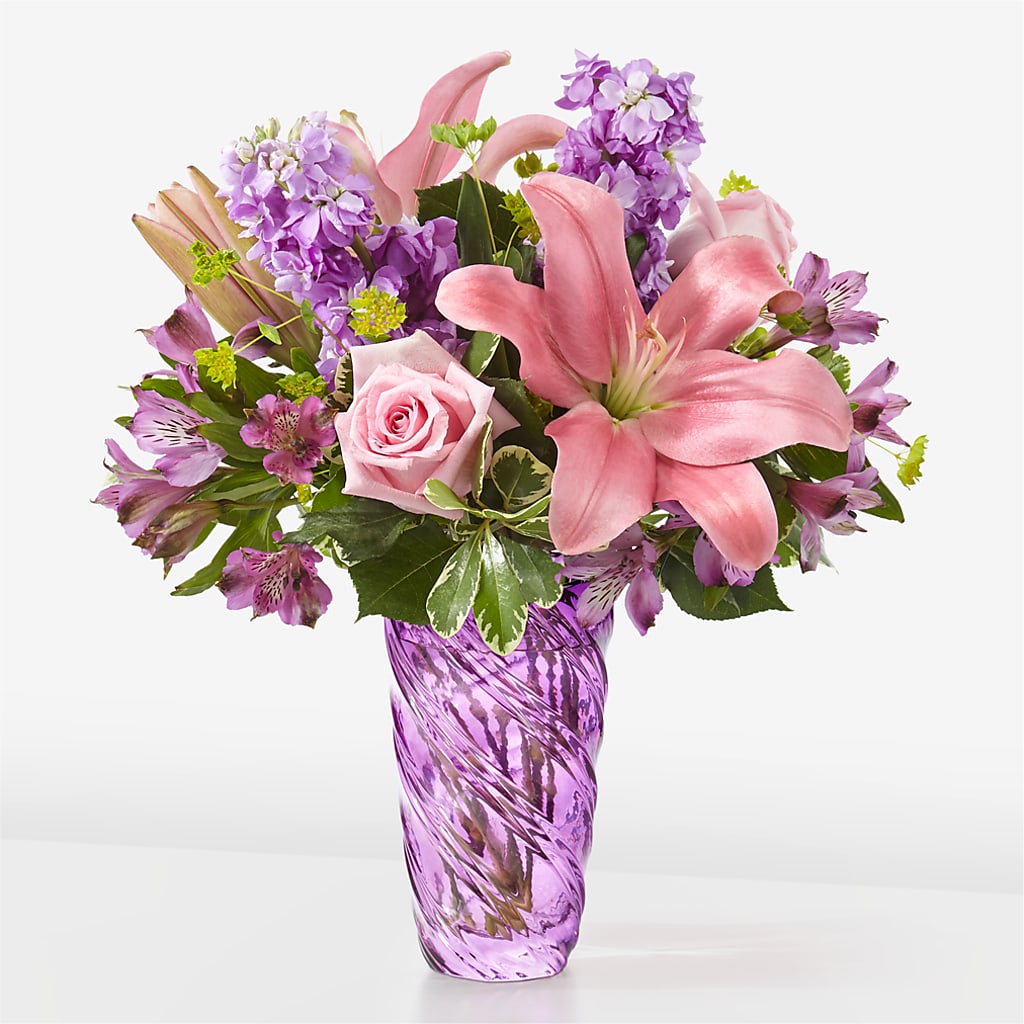 Precious Petals Bouquet with Luxe Swirl Vase – Flower Perez Llc, Allentown PA