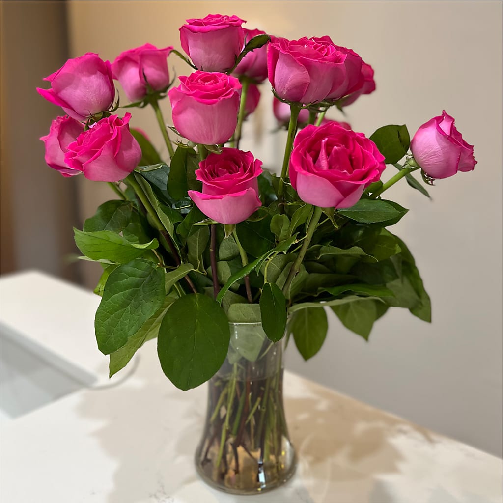 Long Stem Pink Rose Bouquet –  Flower Perez Llc, Allentown PA