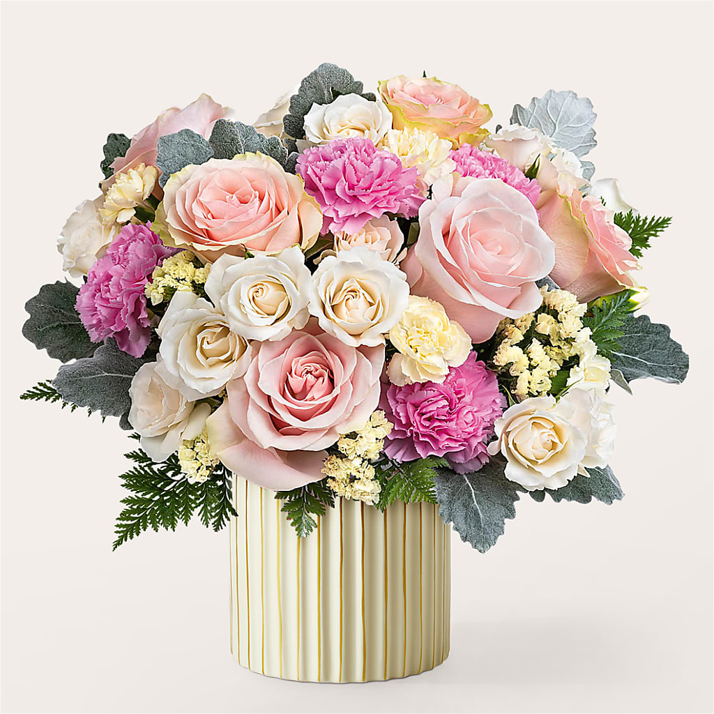 Blissful Moments Bouquet with Ivory Vase –  Flower Perez Llc, Allentown PA