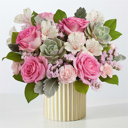Dusty Rose Bouquet with Ivory Vase –  Flower Perez Llc, Allentown PA