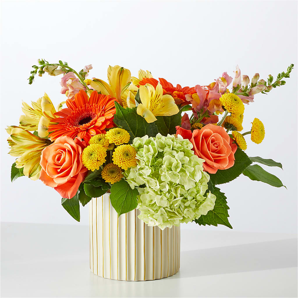 Autumn Sunshine Bouquet with Ivory Vase –  Flower Perez Llc, Allentown PA