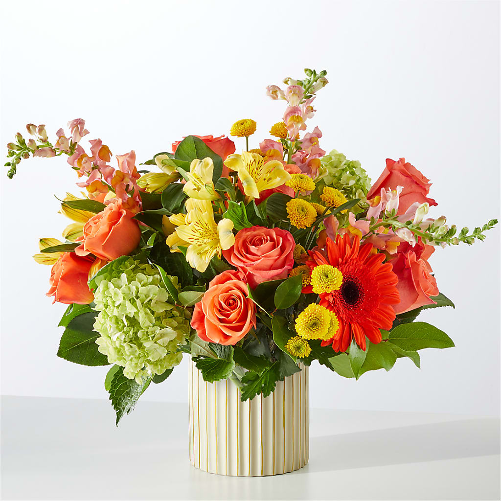 Autumn Sunshine Bouquet with Ivory Vase –  Flower Perez Llc, Allentown PA