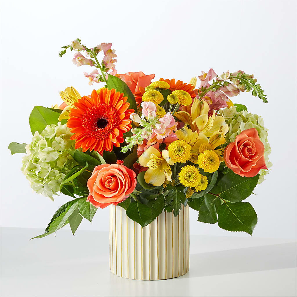 Autumn Sunshine Bouquet with Ivory Vase –  Flower Perez Llc, Allentown PA