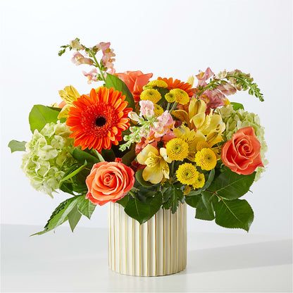 Autumn Sunshine Bouquet with Ivory Vase –  Flower Perez Llc, Allentown PA