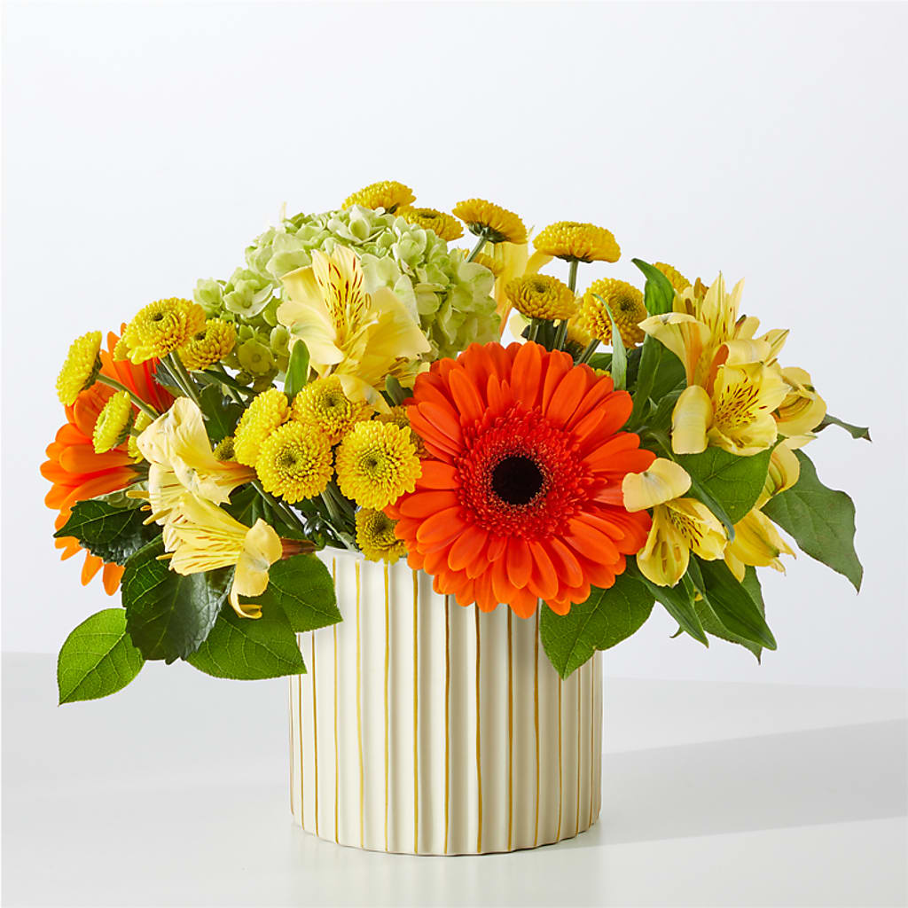 Autumn Sunshine Bouquet with Ivory Vase –  Flower Perez Llc, Allentown PA